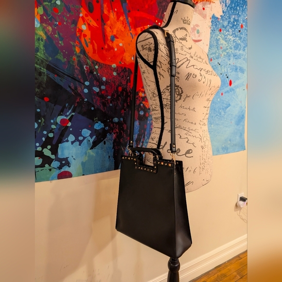 Black Diana leather purse (crossbody or tote) - Picture 2 of 12